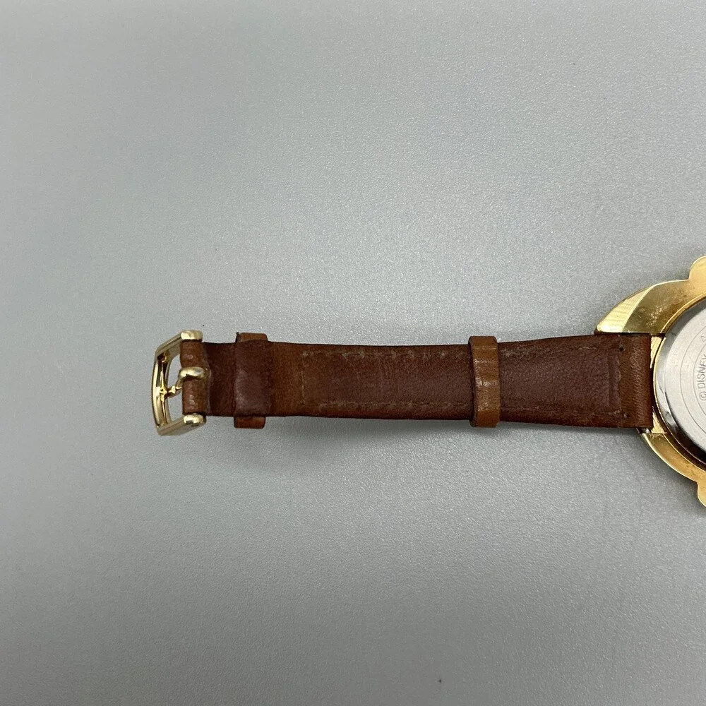 Timex Disney Dopey Womens Watch 35mm Gold Tone Brown Leather Band New Battery